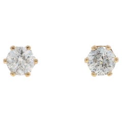 Yellow Gold Diamond Stud Earrings - 14k Round Brilliant .50ctw Pierced