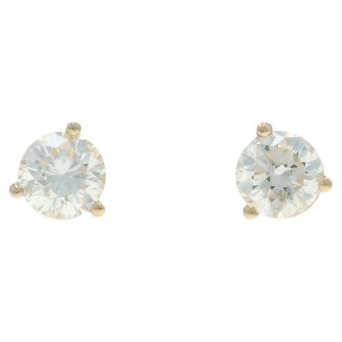 Yellow Gold Diamond Stud Earrings - 14k Round Brilliant .63ctw Pierced