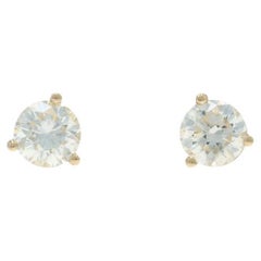 Yellow Gold Diamond Stud Earrings - 14k Round Brilliant .63ctw Pierced