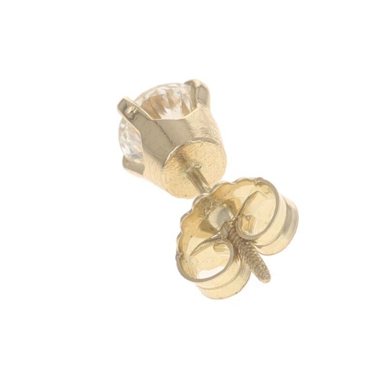 Women's Yellow Gold Diamond Stud Earrings - 14k Round Brilliant .80ctw Pierced Screw-Ons For Sale