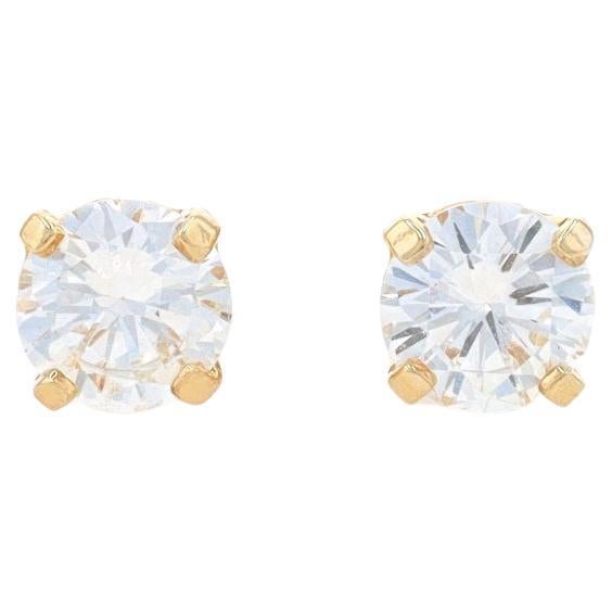 Boucles d'oreilles en or jaune diamantées - 14k rondes brillantes .80ctw Pierce