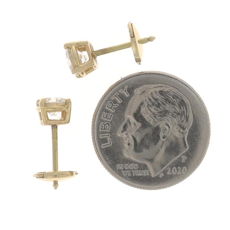 Boucles d'oreilles en or jaune 14k diamant rond brillant .90ctw La Pousette Pierce Excellent état - En vente à Greensboro, NC