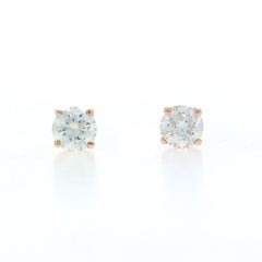Gelbgold Diamant-Ohrstecker - 14k Runde Brillant .95ctw durchbohrt