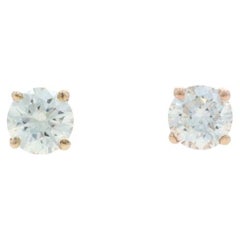 Gelbgold Diamant-Ohrstecker - 14k Runde Brillant .95ctw durchbohrt