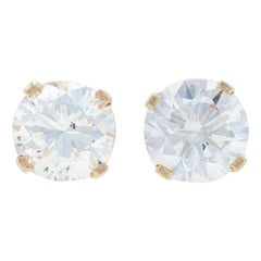 .9 carat diamond earrings Yellow Gold Diamond Stud Earrings, 14k Round Brilliant Cut .74 Carat Pierced