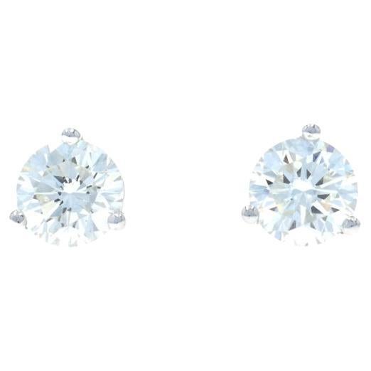 Yellow Gold Diamond Stud Earrings 18" - 14k Round Brilliant .49ctw For Sale