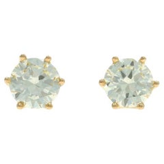 Boucles d'oreilles en or jaune 18k diamant rond brillant 4.12ctw GIA percées