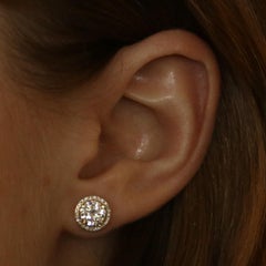 Yellow Gold Diamond Stud Earrings w/ Halo Enhancer Jackets 14k Round 1.67ctw GIA