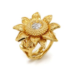 Yellow Gold Sunflower Diamond Ring