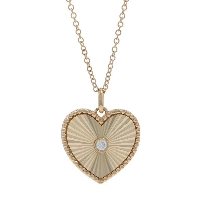 Collana con ciondolo solitario con diamante Sunray in oro giallo - 14k Round Love
