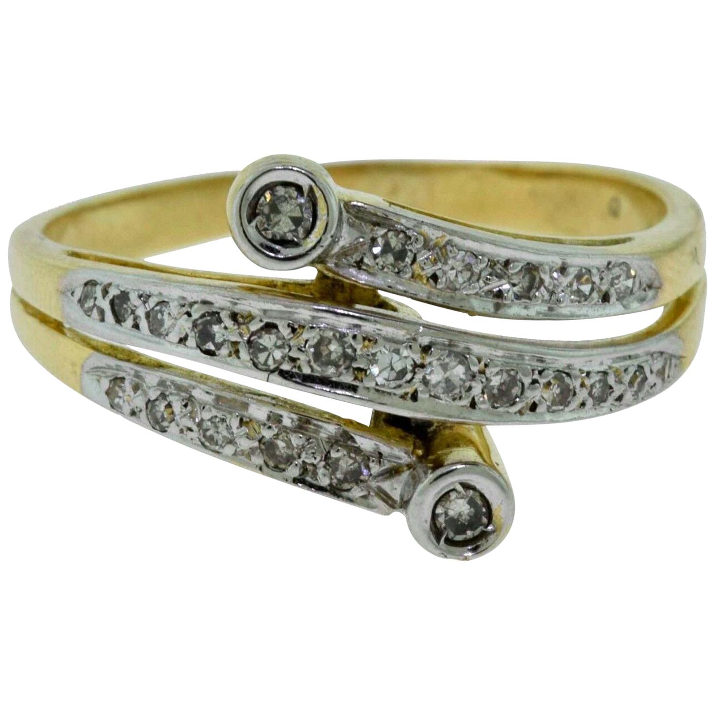 Yellow Gold Diamond Swirl Ring For Sale