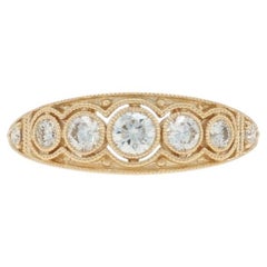 Yellow Gold Diamond Tapered Band - 14k Round Brilliant .50ctw Seven-Stone Ring