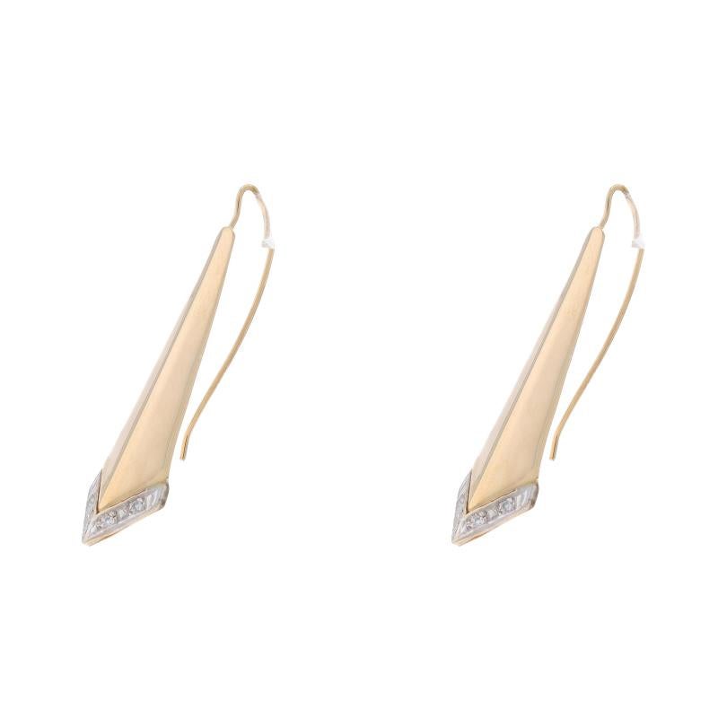 Gelbgold Diamant-Tropfen-Ohrringe aus Gelbgold mit konisch zulaufendem Messerpunkt 14k Single Ct durchbohrt (Einfacher Schliff)