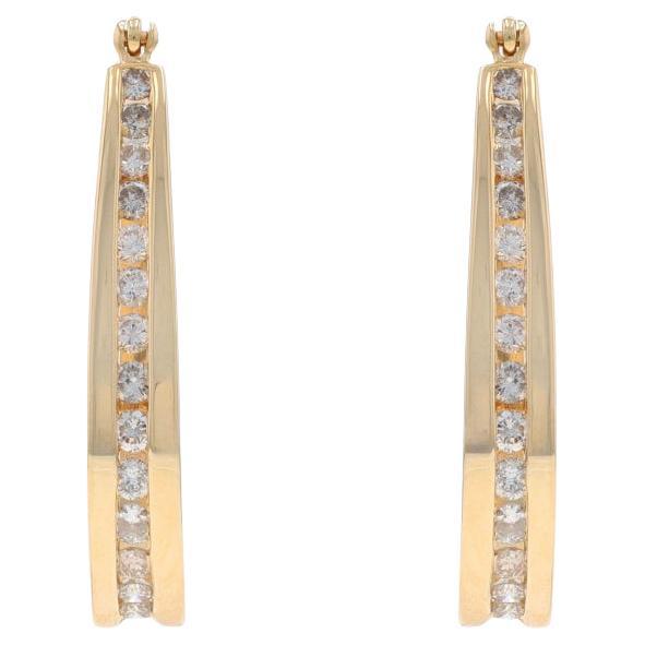 Créoles coniques et effilées en or jaune 14 carats Rd 1,50 carat