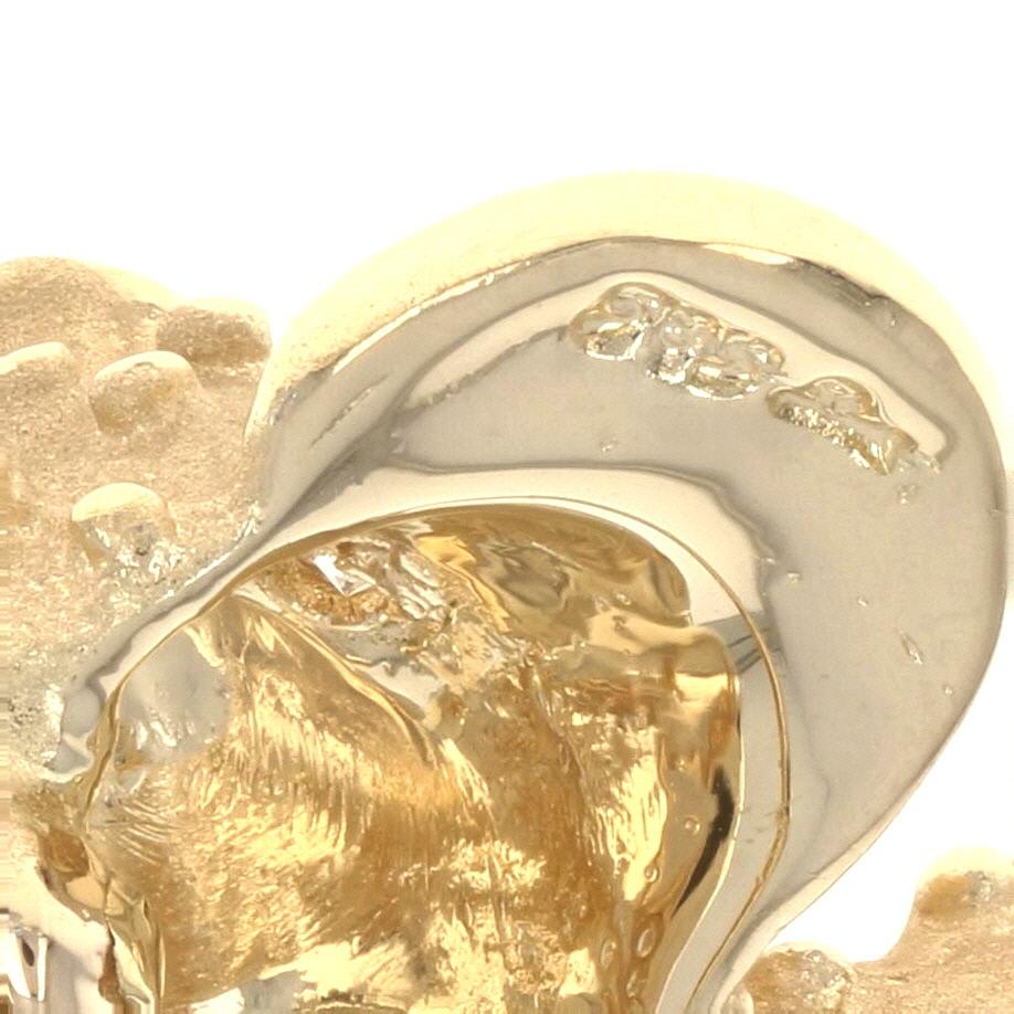 Round Cut Yellow Gold Diamond Teddy Bear Brooch, 14k Round Brilliant Cut Toy Animal Pin For Sale