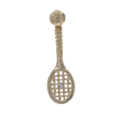 Yellow Gold Diamond Tennis Ball & Racket Pendant - 14k Round Brilliant Sports