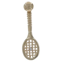 Yellow Gold Diamond Tennis Ball & Racket Pendant - 14k Round Brilliant Sports