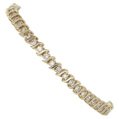 Gelbgold Diamant-Tennisarmband, 14 Karat runder Brillantschliff 2,00 Karat