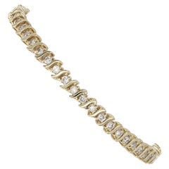 Yellow Gold Diamond Tennis Bracelet, 14 Karat Round Brilliant Cut 2.00 Carat