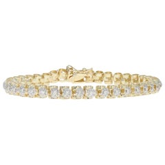 Gelbgold Diamant-Tennisarmband:: 14 Karat Runder Brillantschliff .75 Karat