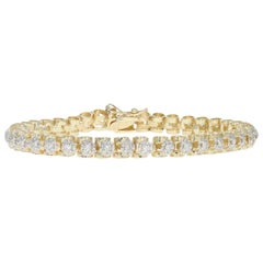 Yellow Gold Diamond Tennis Bracelet, 14 Karat Round Brilliant Cut .75 Carat