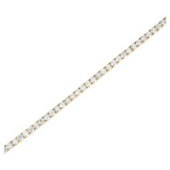 18k Yellow Gold Diamond Tennis Bracelet, 4.27ct, SI Clarity, UK Made
