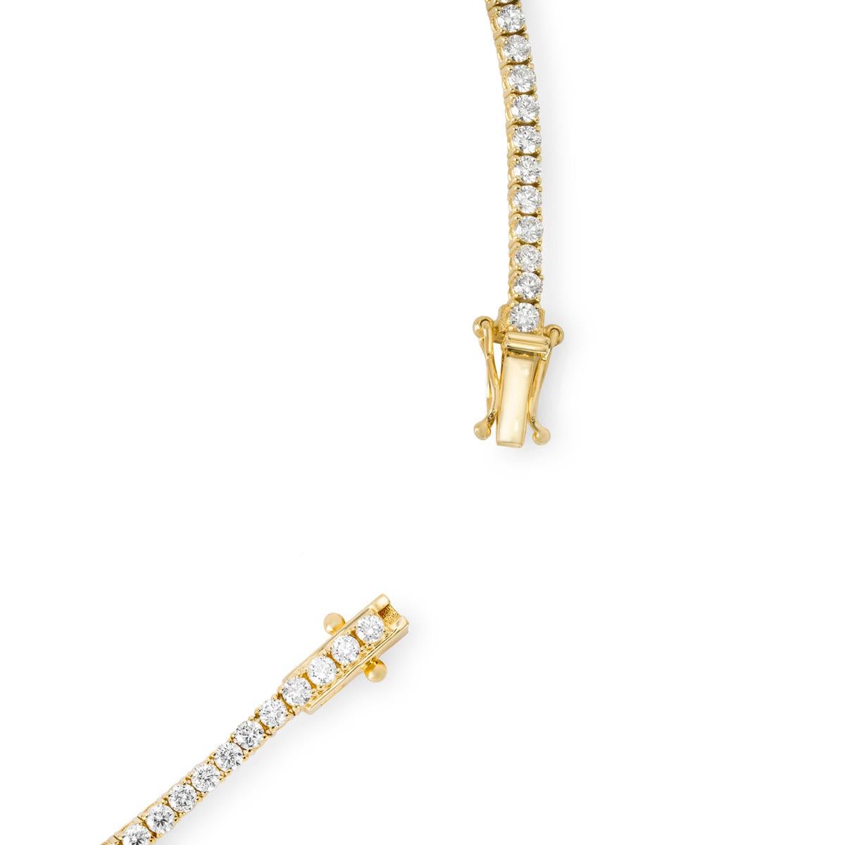 Bracelet tennis en or jaune avec diamants 4,27 carats TDW Pour femmes en vente