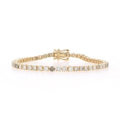 Gelbgold Diamant-Tennis-Armband 6 1/2" - 14k Rund Brillant 4.80ctw