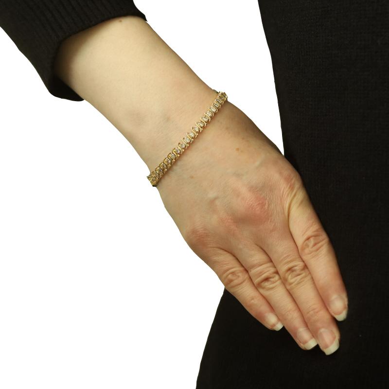 Taille ronde Bracelet de tennis en or jaune avec diamants 6 3/4