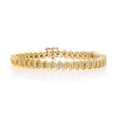 Bracciale tennis con diamanti in oro giallo da 6 3/4" 14k a brillante rotondo 3,00ctw