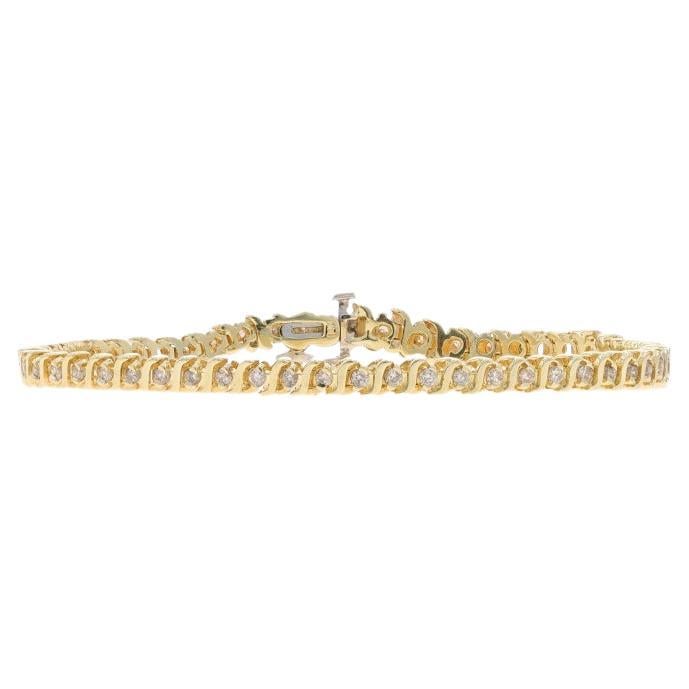 Bracelet de tennis en or jaune avec diamants - 14k Round Brilliant 2.50ctw en vente