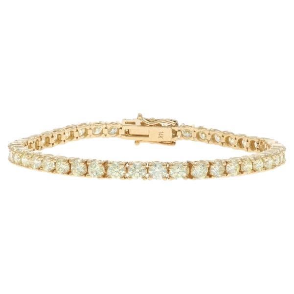 Yellow Gold Diamond Tennis Bracelet 7 1/2" - 14k Round Brilliant 9.00ctw For Sale