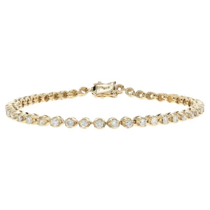 Bracelet de tennis en or jaune avec diamants 7 1/2" 7 1/4" 14k Round Brilliant 2.00ctw