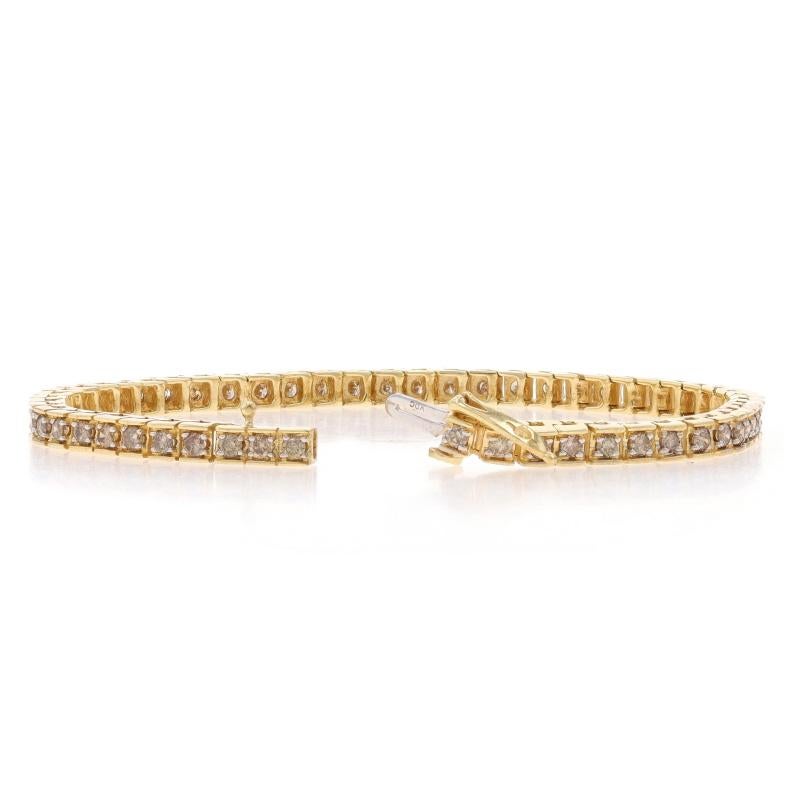 Taille ronde Bracelet de tennis en or jaune avec diamants - 10k Round 3.00ctw Champagne Brown en vente