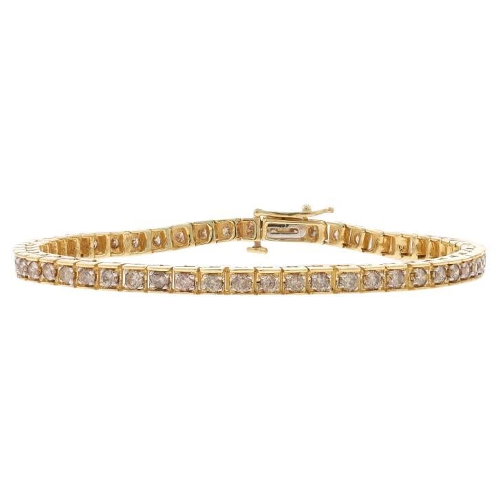 Bracelet de tennis en or jaune avec diamants - 10k Round 3.00ctw Champagne Brown en vente