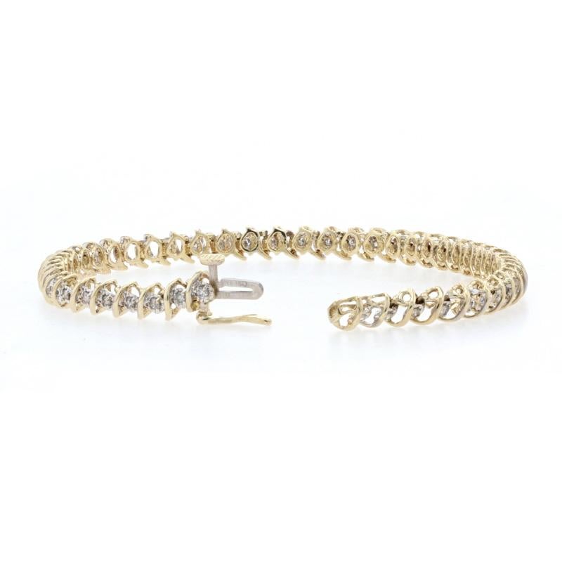 De las mujeres Pulsera de Tenis de Diamantes de Oro Amarillo 7 1/4
