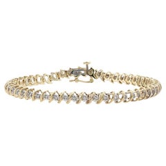Yellow Gold Diamond Tennis Bracelet 7 1/4" - 10k Round Brilliant Cut 1.00ctw