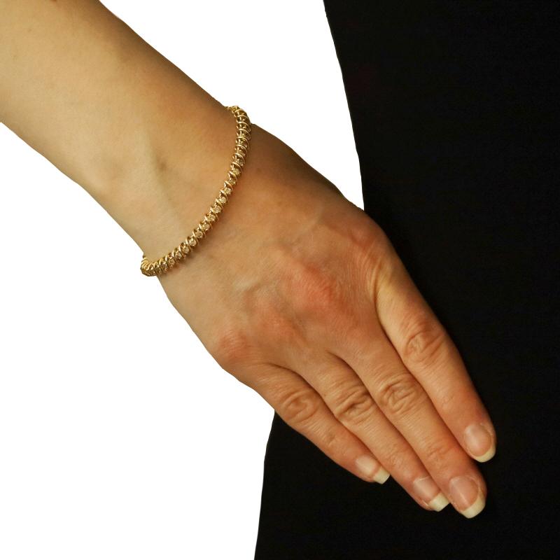 Round Cut Yellow Gold Diamond Tennis Bracelet 7