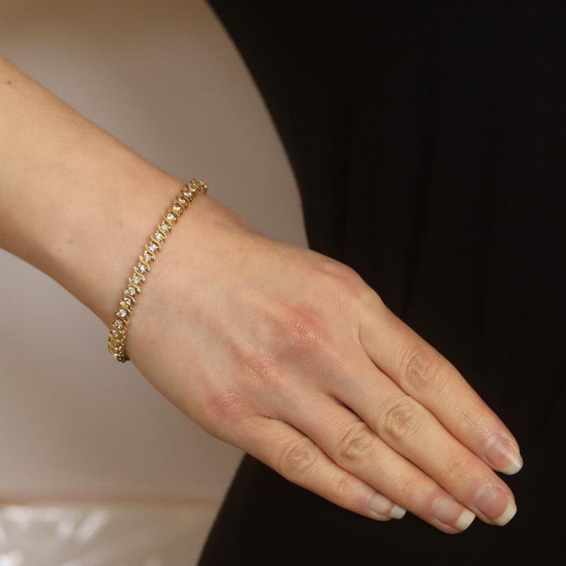 Round Cut Yellow Gold Diamond Tennis Bracelet 7