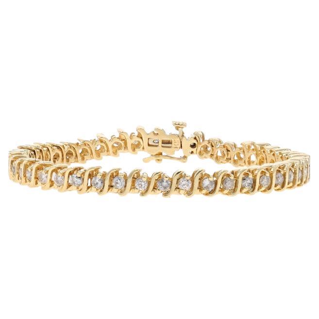 Bracciale tennis in oro giallo con diamanti da 7" - 14k Brillante rotondo 3,50ctw