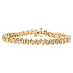 Gelbgold Diamant-Tennisarmband 7" - 14k Rund Brillant 3.50ctw