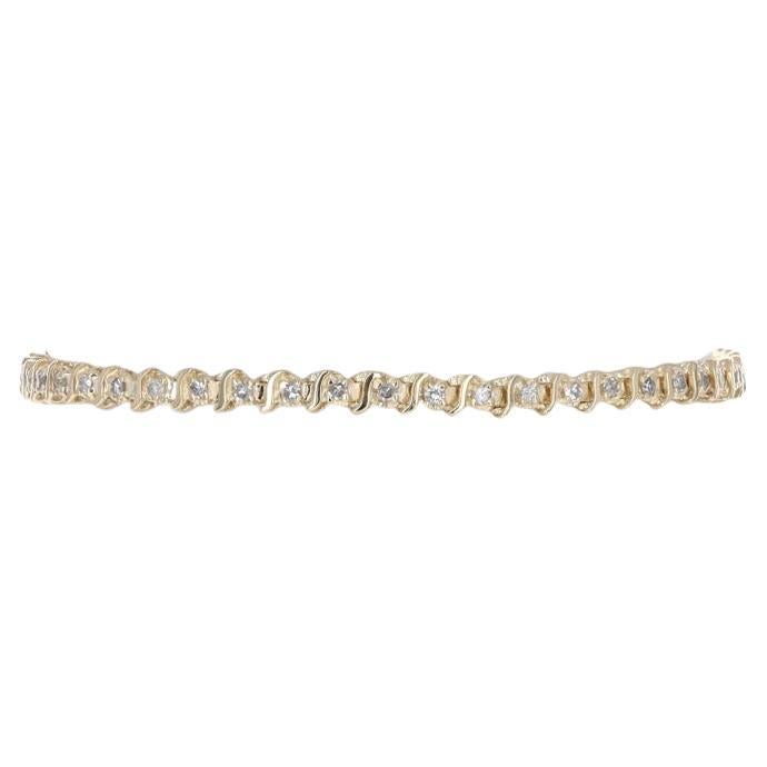 Bracciale tennis in oro giallo con diamanti da 7" - 14k Taglio singolo 1.00ctw
