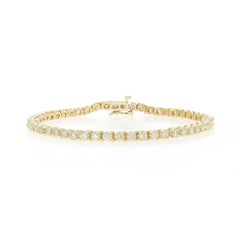 Yellow Gold Diamond Tennis Bracelet 8" - 14k Round Brilliant 3.70ctw