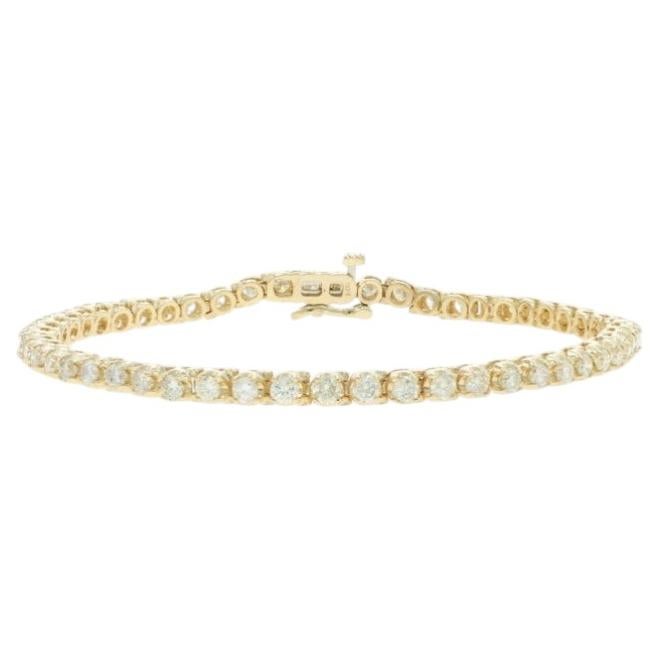 Yellow Gold Diamond Tennis Bracelet 8" - 14k Round Brilliant 3.70ctw