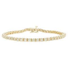 Yellow Gold Diamond Tennis Bracelet 8" - 14k Round Brilliant 3.70ctw