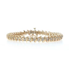 Yellow Gold Diamond Tennis Link Bracelet 7 1/4" - 14k Round Brilliant 3.00ctw