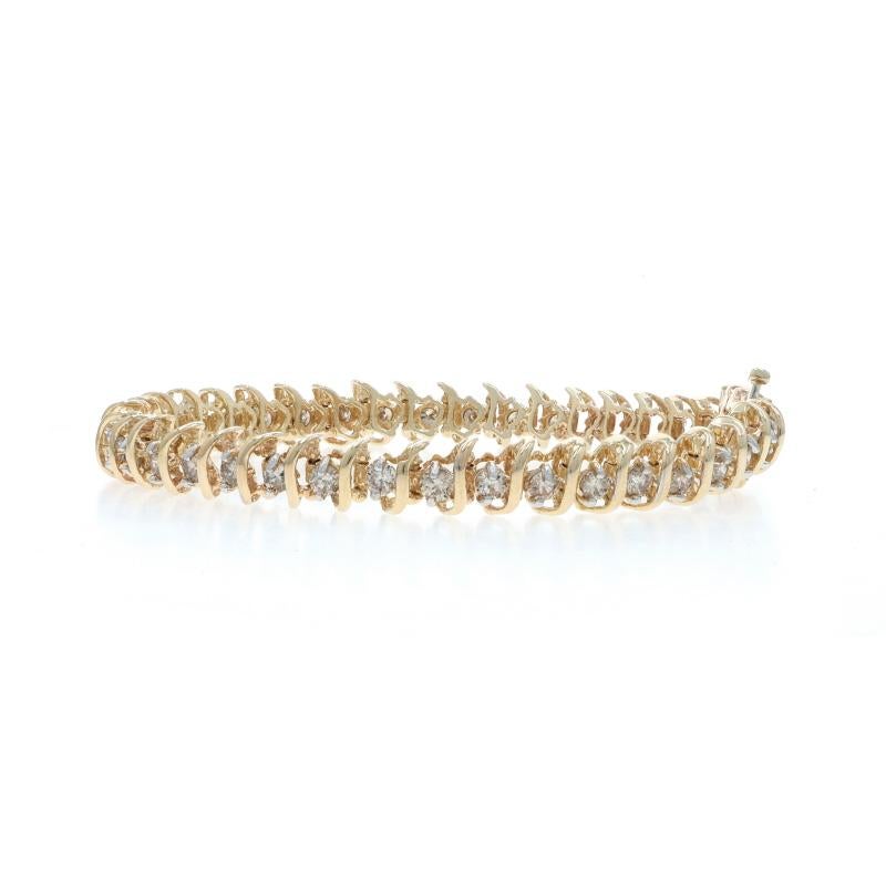 Bracelet de tennis en or jaune avec diamants - 14k Round Brilliant 3.00ctw Excellent état - En vente à Greensboro, NC