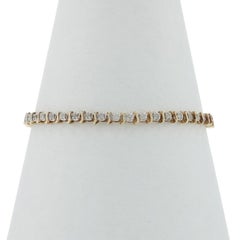 Yellow Gold Diamond Tennis Link Bracelet 7" - 10k Round Brilliant 1.00ctw