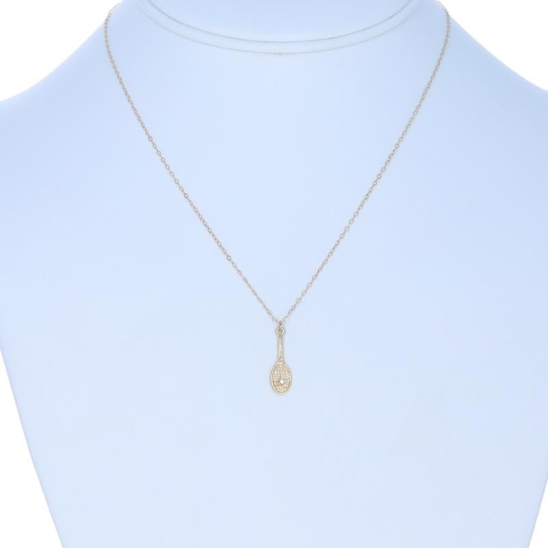 Gelbgold Diamant Tennisschläger Solitär Halskette 15 3/4