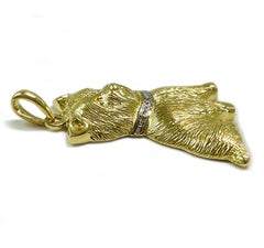 Yellow Gold Diamond Terrier Dog Pendant